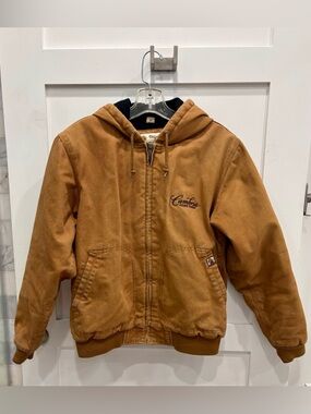 Dri Duck Carhartt-Style Brown Hooded Utility Jacket Cambria Winery Logo
